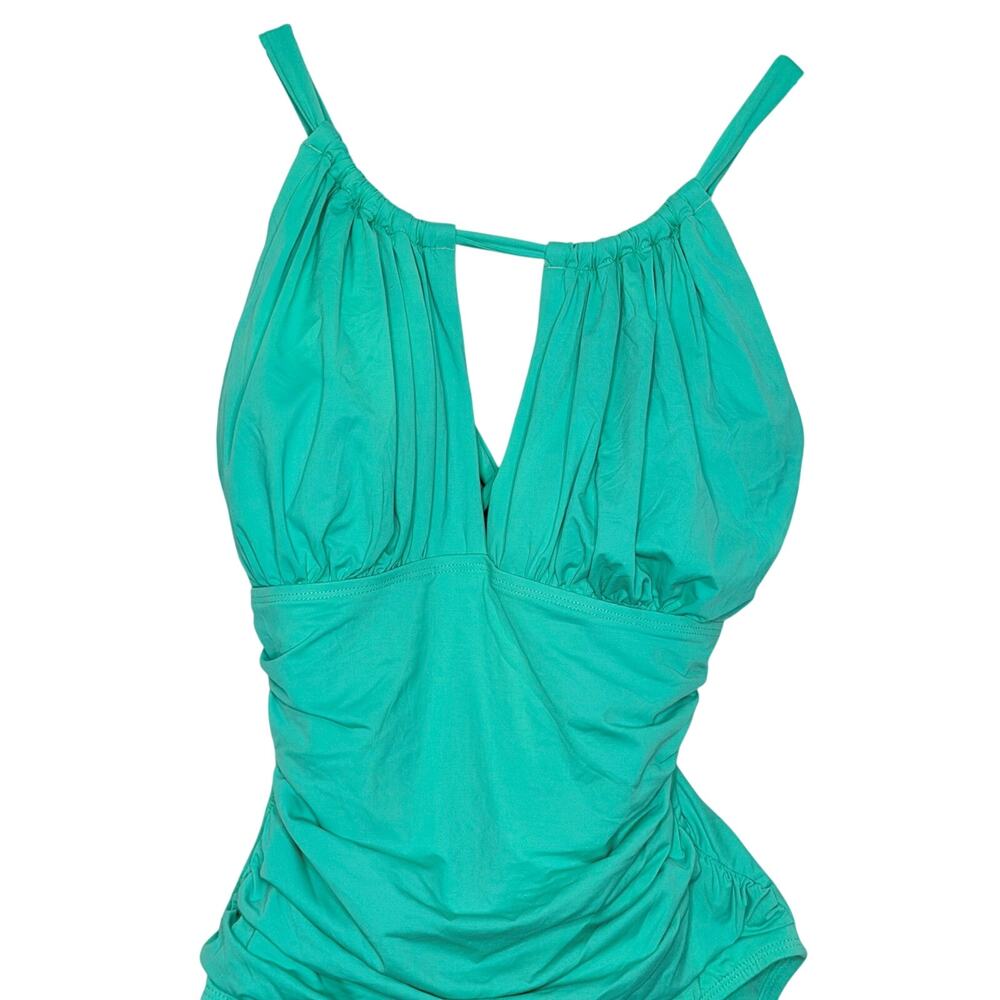 LA BLANCA Island Goddess Keyhole One Piece Swimsuit Ruched Calypso Womens Sz 12 - Picture 6 of 11